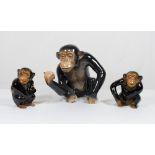 A set of three Sylvac models of chimpanzees, the largest - 7 1/4in. high and a signed limited