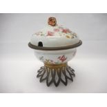 A 19th Century Chinese small tureen and cover with flower form finial, decorated in famille rose