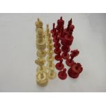 A stained ivory chess set