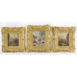 J.T Allerton. A set of three oils on board depicting the wreck of a sailing ship, framed, each
