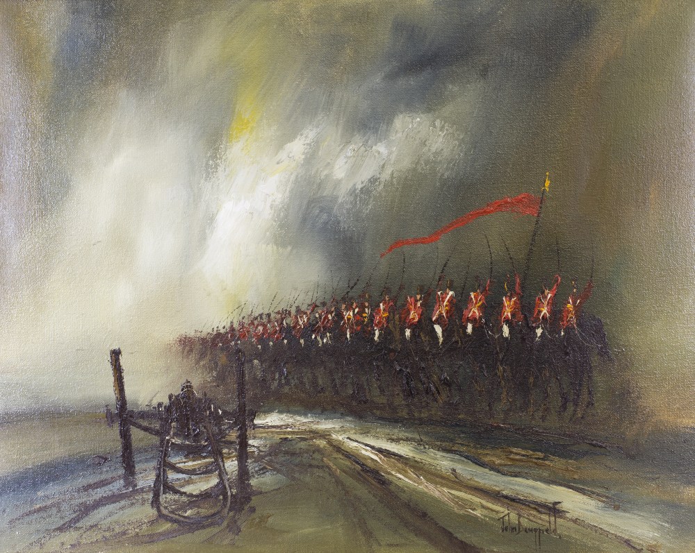 John Bampfield. A signed oils on canvas - Battle Cry, framed - 23in. x 30in. - Image 4 of 4