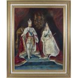 Bernard Fuller R.A. Oils on board and signed with initials B.F - Portrait of George V and Queen Mary