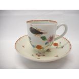 A First Period Worcester coffee cup and saucer in the Chinese famille rose style decorated insects