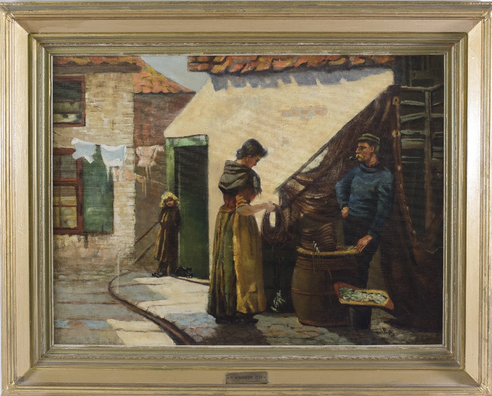 R. Wimbush 1891. Oils on canvas entitled 'Baiting The