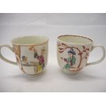 Two 18th Century First Period Worcester Chinese design coffee cups, one decorated with figures