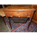 A 19th Century mahogany sewing table fitted drawer opposed by dummy drawer, sliding well under, on