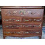 A Georgian design mahogany bookcase with all over painted decoration of flowers, urns and leaves,