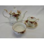 A Royal Albert Old Country Rose pattern part tea and coffee service comprising:- twenty eight