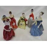 Four Royal Doulton figures entitled Christmas Morn HN1992, Carolyn HN2974, Fair Lady HN2832,