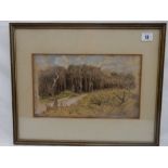 After James Thomas Linnell. A watercolour - Landscape, framed and glazed - 13in. x 7 1/2in.