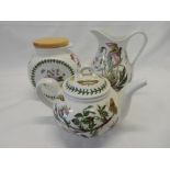 Three Port Meirion Botanic Garden pattern items - teapot, jug and storage jar