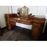 A 19th Century mahogany sideboard with scrolling pediment, the centre fitted two drawers, flanked to