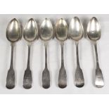 A set of five Irish silver teaspoons with fiddle pattern handles - Dublin 1822 and a near matching