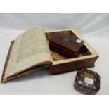 A 19th Century leather 'hidden box' fashioned from a French leather bound book together with two
