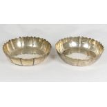 A pair of Irish silver trinket dishes with serrated edges hallmarked for Dublin 1971