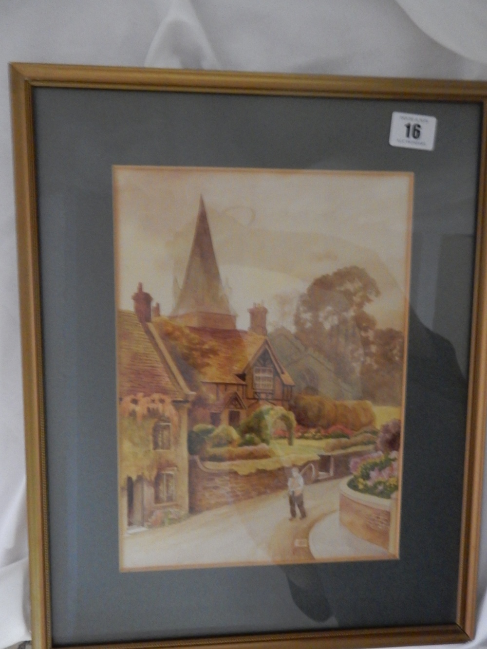 H. Cartlidge. Two watercolours - Street scenes with figures, mounted, framed and glazed - 11in. x