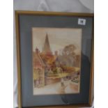 H. Cartlidge. Two watercolours - Street scenes with figures, mounted, framed and glazed - 11in. x