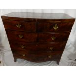 A 19th Century mahogany bow front chest fitted two narrow and three wide drawers, on splayed