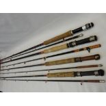 Four modern tout fly fishing rods