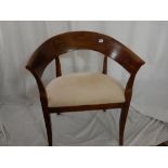 A Willis and Gambier Lille hall chair with curved back, upholstered seat, on splayed legs