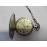 A Continental Fraternal pocket watch with Masonic emblems to the dial, in a skin effect metal