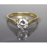 A lady's solitaire diamond ring on an 18ct. gold shank (0.8ct approx)