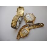 A gentleman's Accurist wristwatch in a 9ct. gold case, a lady's Longines wristwatch in a square 9ct.