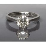 A lady's solitaire diamond ring on an 18ct. white gold shank (1.2ct approx)