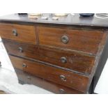 A mahogany straight front chest fitted two narrow and three wide drawers, on bracket feet - 42in.