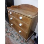 A Victorian pine chest fitted 3/4 tray top, fitted two narrow and two wide drawers, white pottery