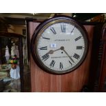 A wall clock retailed by Atkinson and Co of Westminster Bridge Road, fusee movement, in a mahogany