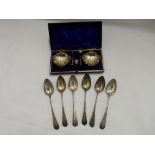 A set of six Georgian silver teaspoons by Peter and Anne Bateman - London 1815 and a pair of