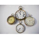 A large time keepers watch, white enamel dial, seconds dial, in a metal case (dial chipped), an