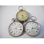 A gentleman's openface pocket watch retailed by Bisley H Munt Haverford West, white enamel dial,