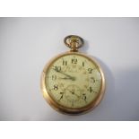 A gentleman's Hamilton pocket watch with twenty four hour dial, in a gold plated case (dial