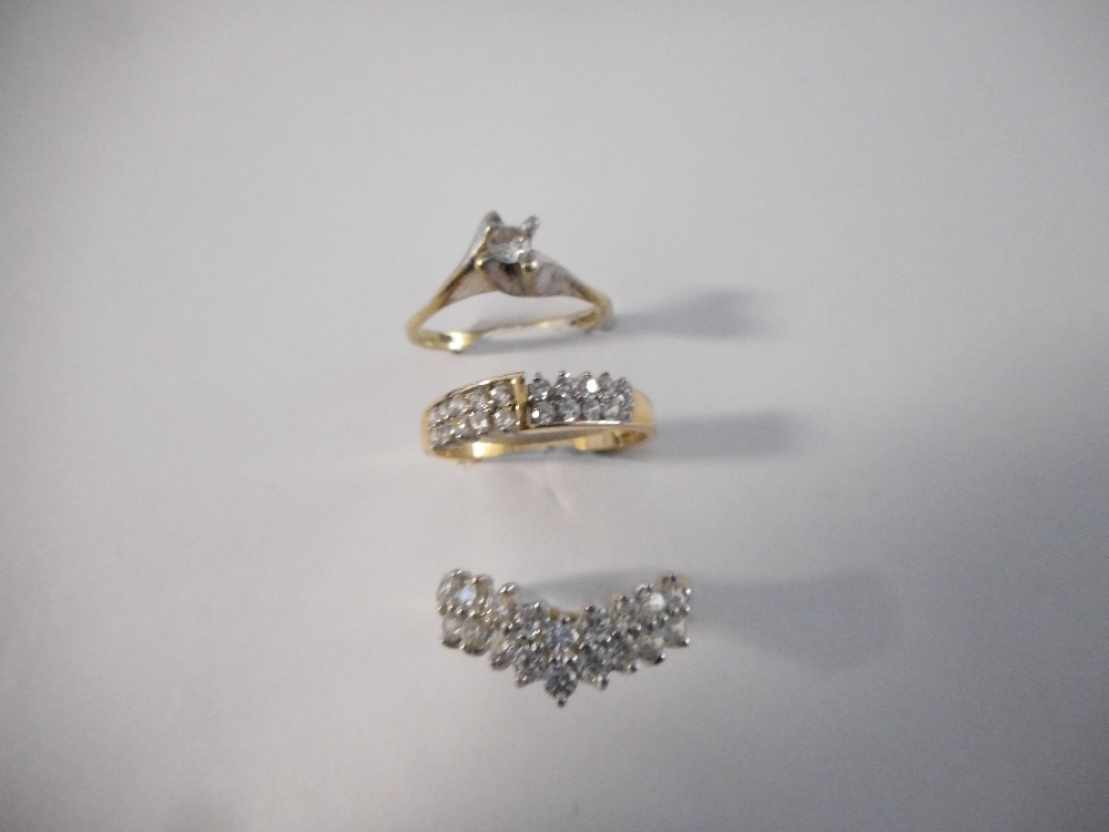 A lady's ring set diamond, on a 9ct. gold shank, a lady's ring set diamond, on a 9ct. white gold - Image 2 of 2