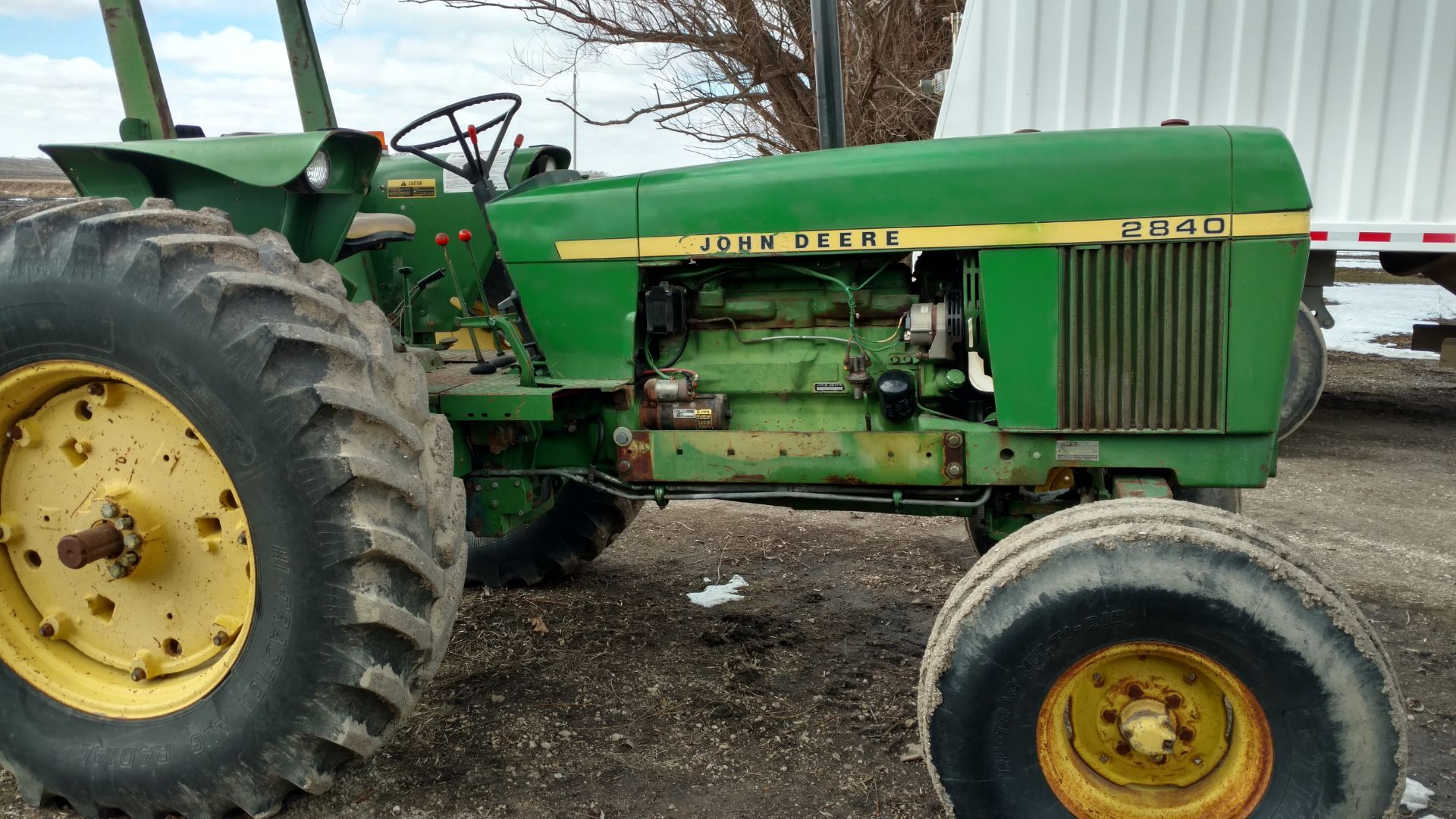 1979 JD 2840 tractor w/canopy, wide front, dual hyd. outlets, like new 18.4/34 tires;