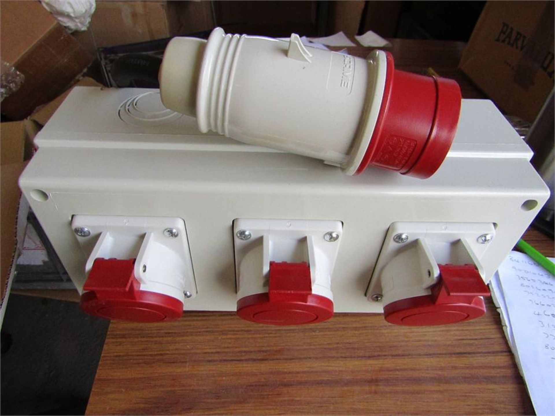 16A Red 3+N+E Pole, 3 Gang Industrial Power Socket