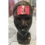 African Stoneware Bust 8" tall.