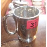 Vintage Silver Mug 4" tall.