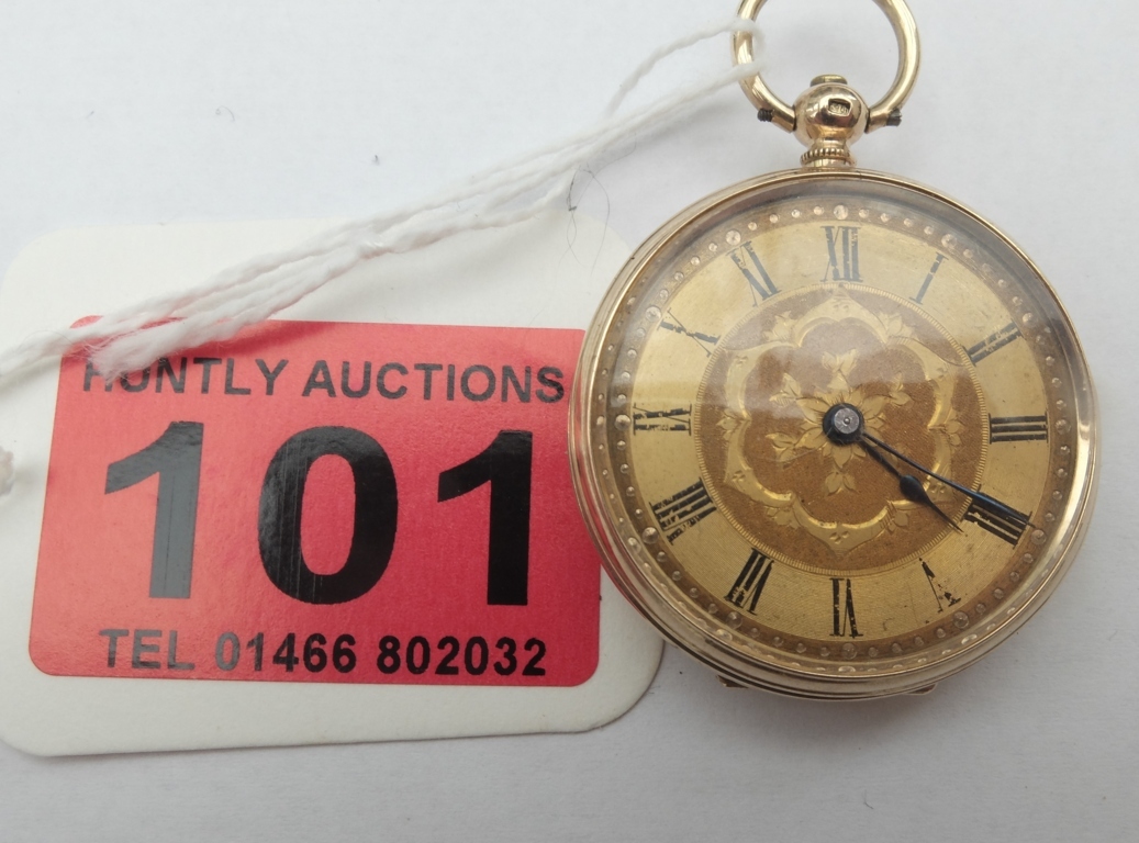 Antique 14kt Gold Pocket Watch with 30mm dial.