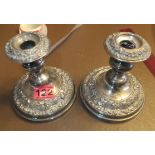 Vintage Pair of Heavy Silver on Copper Candlesticks 135mm tall and 135mm at the base.
