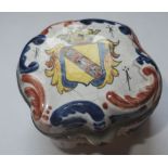 Antique Armorial Enamel Box - 68mm x 68mm x 40mm