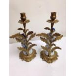 Vintage Pair of 1920s Ceramic and Brass Capodimonte Figures 9" tall.