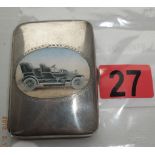 Antique Silver and Enamel Cigarette Case depicting Motor Car West of Ireland Motor Tour 1906