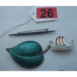 Lot of Nordic Silver and Enamel Brooches.