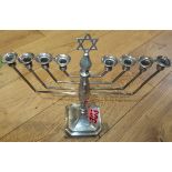 Vint Jewish Candlestick for 8 sticks-presented to a Hyman Annis President of Crosshill Synagogue.