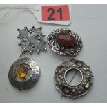 Lot of Silver Brooches and unmarked items one possibly Russian in origin