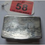 Antique Russian Silver Snuff Box - 55mm x 35mm x 12mm.