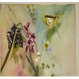 Sophie Knight original Watercolour of Butterflies 23" x 22"